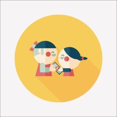 Valentine Shopping flat icon with long shadow eps10 N25