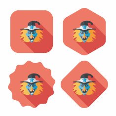 witch flat icon with long shadow eps10 N10