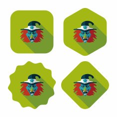 witch flat icon with long shadow eps10 N11