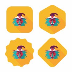 witch flat icon with long shadow eps10 N12