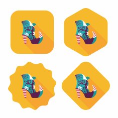 Halloween boot flat icon wtih long shadow eps10 N3