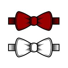 Bow Tie Icons Set Red and White Vector