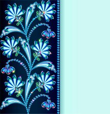 vintage background with flowers made of precious stones and stri