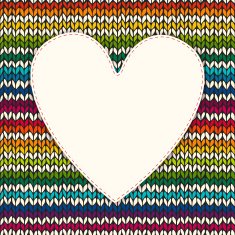 Romantic valentine's day knitted background with heart frame N2