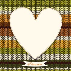 Romantic valentine's day knitted background with heart frame N3
