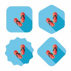 flip flop flat icon with long shadow