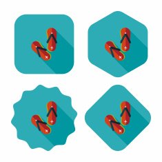 flip flop flat icon with long shadow N2