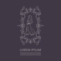 Vector Antique monochrome design Line art logo template