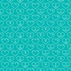 Romantic line seamless pattern with hearts Background