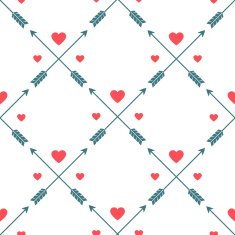 Hearts and arrows - seamless vector pattern Valentine's Day wedding