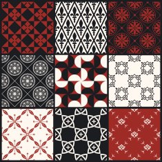 Set of seamless retro decorative patterns