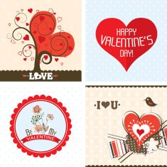 Valentines day cards with ornaments