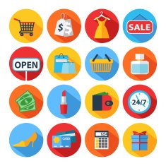 Set of flat shopping icons