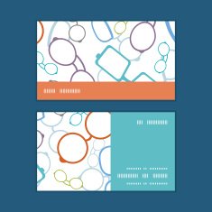 Vector colorful glasses horizontal stripe frame pattern business cards set