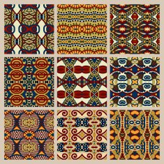 set of different seamless colored vintage geometric pattern N7