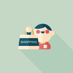 SALE Shopaholic flat icon with long shadow eps10 N61