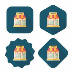 shopping store flat icon with long shadow eps10 N63