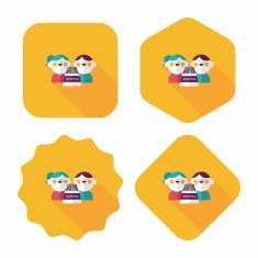 Valentine Shopping flat icon with long shadow eps10 N27