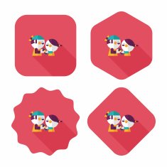 Valentine Shopping flat icon with long shadow eps10 N31