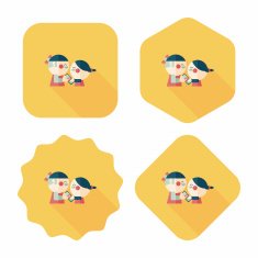 Valentine Shopping flat icon with long shadow eps10 N32