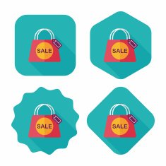 shopping paper bag flat icon with long shadow eps10 N42