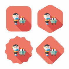 shopping flat icon with long shadow eps10 N15