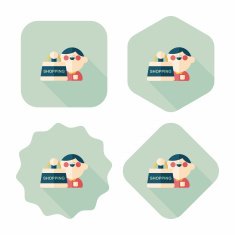 SALE Shopaholic flat icon with long shadow eps10 N76
