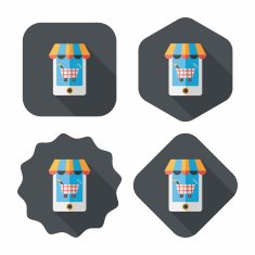 shopping store flat icon with long shadow eps10 N65