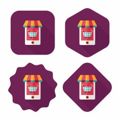 shopping store flat icon with long shadow eps10 N66