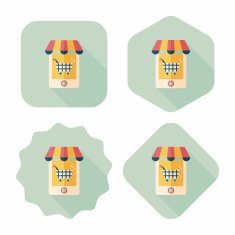 shopping store flat icon with long shadow eps10 N67