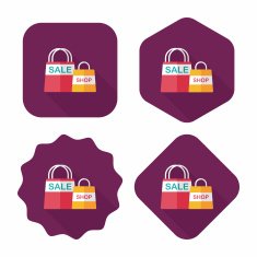 shopping paper bag flat icon with long shadow eps10 N46