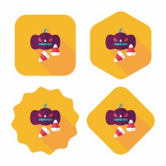 pumpkin flat icon with long shadow eps10 N12