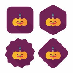 pumpkin candle flat icon with long shadow eps10 N11