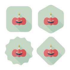 pumpkin candle flat icon with long shadow eps10 N12