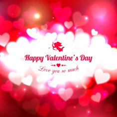 Happy Valentines day typographical glow holiday background with shining soft N5