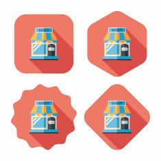 shopping store flat icon with long shadow eps10 N68