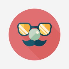 birthday mustache props flat icon with long shadow eps10 N2