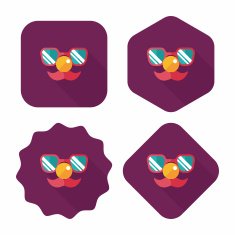 birthday mustache props flat icon with long shadow eps10 N6