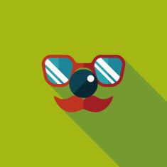 birthday mustache props flat icon with long shadow eps10 N7
