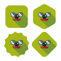 birthday mustache props flat icon with long shadow eps10 N9
