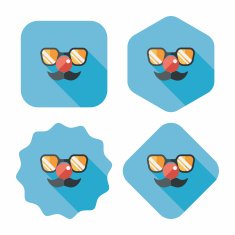 birthday mustache props flat icon with long shadow eps10 N12