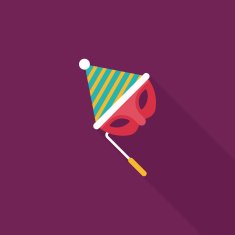 birthday party mask flat icon with long shadow eps10 N4