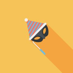 birthday party mask flat icon with long shadow eps10 N7