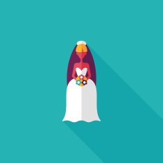 wedding bride flat icon with long shadow eps10 N34
