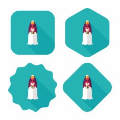 wedding bride flat icon with long shadow eps10 N36