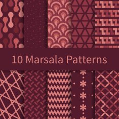 set of marsala seamless patterns
