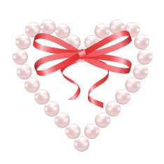 Pearl heart with bow