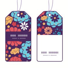 Vector colorful bouquet flowers vertical stripe frame pattern tags set
