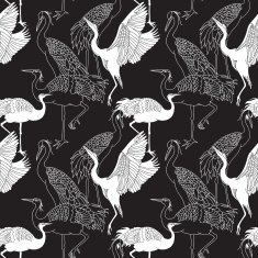 Cranes birds seamless pattern N2