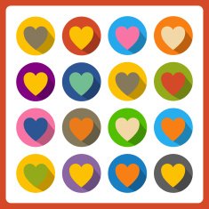 Vector cartoon flat hearts web icons